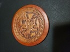 Vintage Latinamerican Beverage Coasters set Of 5 embossed   Painted Leather 3 5 
