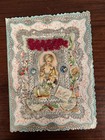 Framed Antique Victorian Die Cut Paper Lace Greeting Card 12 H X 10 W Overall