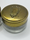 2 Vintage Art Deco Glass Vanity Make Up Powder Jars With Metal Lids