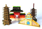 Asian Pagoda Temple Lot Four Vintage Souvenir Building Replicas China Japan