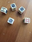 Vintage Set Of  5  Bakelite Poker Dice Off-white 1 2 Inch
