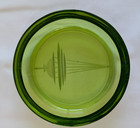 Vtg Green Glass Souvenir Ashtray Etched Seattle Space Needle 1962 Worlds Fair  2