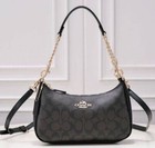 Coach New Teri Shoulder Bag Signature Coated Canvas Black Brown Ca548 Outlet