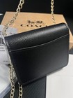 New Coach Mini Leather Wallet On A Chain Black C0059 With The Box