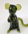 Vintage Pilgrim Glass 3 5  Standing Mouse Figurine Hand Blown Green