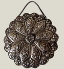 Vintage Turkish 900 Silver Repousse Hanging Mirror Ornate Floral Wedding Mirror