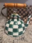 Mackenzie-childs Emerald Check Tea Kettle 3 Qt New  Read