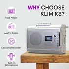 Klim K8 Portable Cassette Tape Player  recorder Am fm Radio Walkman W headphones