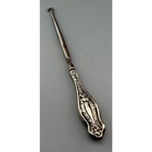 Vintage Sterling Silver Handle Button Hook W  Steel Hook Floral 7 3 4 