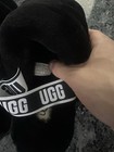 Ugg Fluff Yeah Women s Slide Sandal Ugg Logo Strap Size 9 Black White Slippers