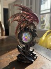 Wind Serpent Dragon Statue 9    Red Bronze Gothic Fantasy Crystal Prism Figurine