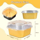 40 Pack Disposable Square Cake Pans 5oz Aluminum Foil Baking Cups With Lids gold