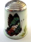 Vintage Hallmarked Sterling Silver Guilloche Enamel Butterfly Design Thimble