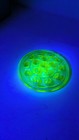 Vintage Vaseline Green Glass Footed Flower Frog Large Heavy 16 Holes 5  Glows