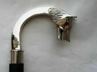 Vintage Silver Brass Wolf Head Handle Victorian Wooden Walking Stick Shaft Cane