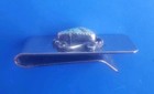 Vintage Silver Tone Native American Turquoise Money Clip Holder 