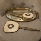 Vintage 1950   s Hollywood Regency Gold Tone Rose Vanity Set - 4 Piece 