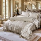 Satin Queen Comforter Set Silk Like Satin Bedding Set Hotel Soft Polyester Be   