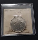 1872 Canada 50 Cents Silver Coin  Double A Or A a Variety  Iccs Graded  Vf-30 