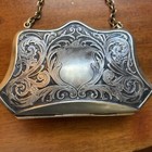 Antique Art Nouveau Detail Silver Plate Coin Purse Small Bag Monogrammed
