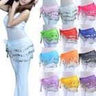 Womens Belly Dance Hip Skirt Scarf Wrap Belt Hipscarf Gold silver Coins Us Fast