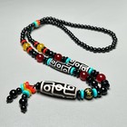 Old Tibet 9 Eyes Dzi Beads Hannatural Agate Pendant Necklace Antique 