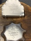 Vintage Canada Maple Leaf Patterned Aluminum Napkin Holder   Candy Dish