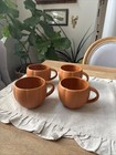 Pottery Barn Pumpkin Shaped Set Of 4 Stoneware Mug Orange Thanksgiving Fall  3