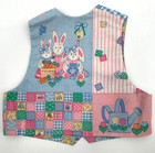 Garden Bunnies Childrens Handcrafted Reversible Novelty Vest Small Blue Cotton