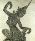 Vintage Antique Hindu Thai Dancers Charcoal On Rice Paper  for 2 Prints 