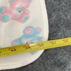 Carters Teddy Bear Swaddle Baby Blanket White Blue Pink 100  Cotton Crib Vintage