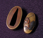 Fuchi Kashira Takasago Design Japanese Copper Sword Fitting Edo Antique  no Box