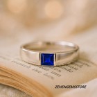 Lab Created Men s Blue Sapphire Ring 925 Sterling Silver Square Cut Signet Ring