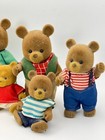 Vintage Mix Set Flocked Fuzzy Bear Family Lot - Mini Teddy Bears - Sc Hong Kong