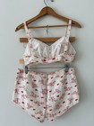 Vintage 50s Novelty Fish Print Bikini Swimsuit  Lifeguard Wsi Patches Rockabilly