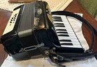 Mcm Vintage  La Tosca Accordion Black Gold Leather Velvet Straps Retro Piano