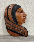 Hand Carved Solid Wood Carving Peru Peruvian Woman Native Wall-hanging Vintage