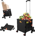 Folding Utility Cart Portable Rolling Crate Handcart With Stair Climbing Whee   