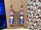 Red  White   Blue Bracelet   Earrings W copper  Pearls  Chalcedony   Glass