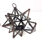 Moravian Star Hanging Tea Light Lantern Candle Holder Pedestal Stand Glass Metal