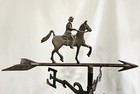 Vintage Unusual Cast Aluminium  Weather Vane Equestrian Horse With Rider
