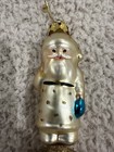 Rare 1990s Christopher Radko White Santa  Atop Red Ball Glass Ornament