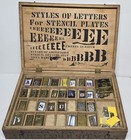 Reese s New Patent Adjustable Stencil Letters Wooden Box Set  rare Vintage 
