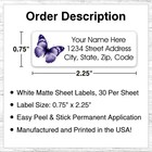 60 Return Address Labels Personalized Sticker 3 4 X 2 1 4 Purple Butterfly