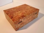 Vintage Large Jewelry Trinket Box Chest Tessellated Salmon Coral Stone