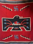 Antique 1920   s-30   s Chimayo Thunderbird Blanket With Whirling Logs