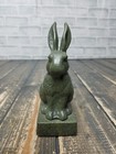Bunny Rabbit Doorstop Wedge Cast Iron Rustic Turquoise Garden Decor