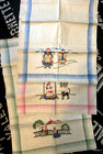 New Vtg Natural Linen Cross Stitch Embroidered Kitchen Dish Tea Towel Hand Green