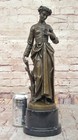Very Beautifulrare Art Nouveau Deco Bronze Maiden Figures W Stone Base Signed