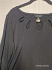 Ellen Tracy Women s Black Blouse Shirt Long Sleeve Round Neck Logo Size L
